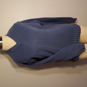 GAP SWEATER Knit Dusty DENIM Blue Unisex V neck Heavy weight Size S
